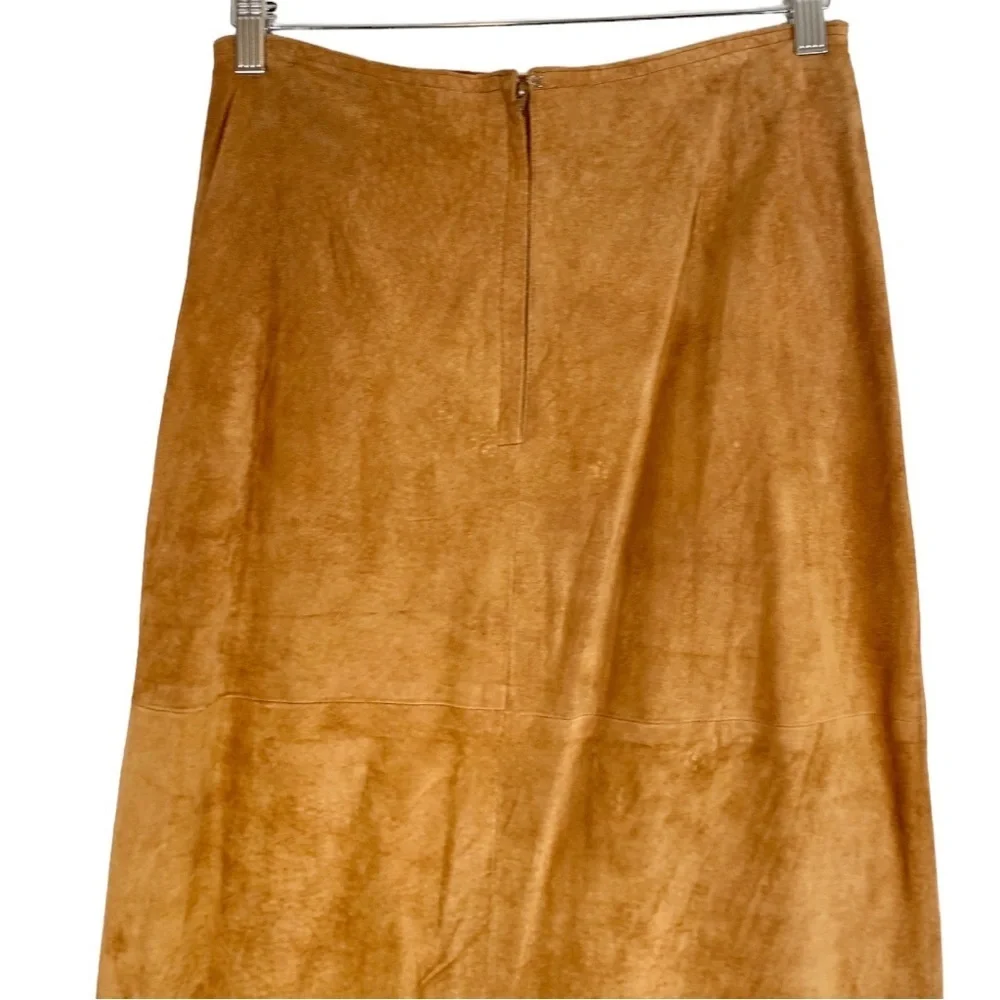 Vintage COMINT Western Suede Leather Fringe Midi Skirt Size 9/10 - Picture 4 of 9
